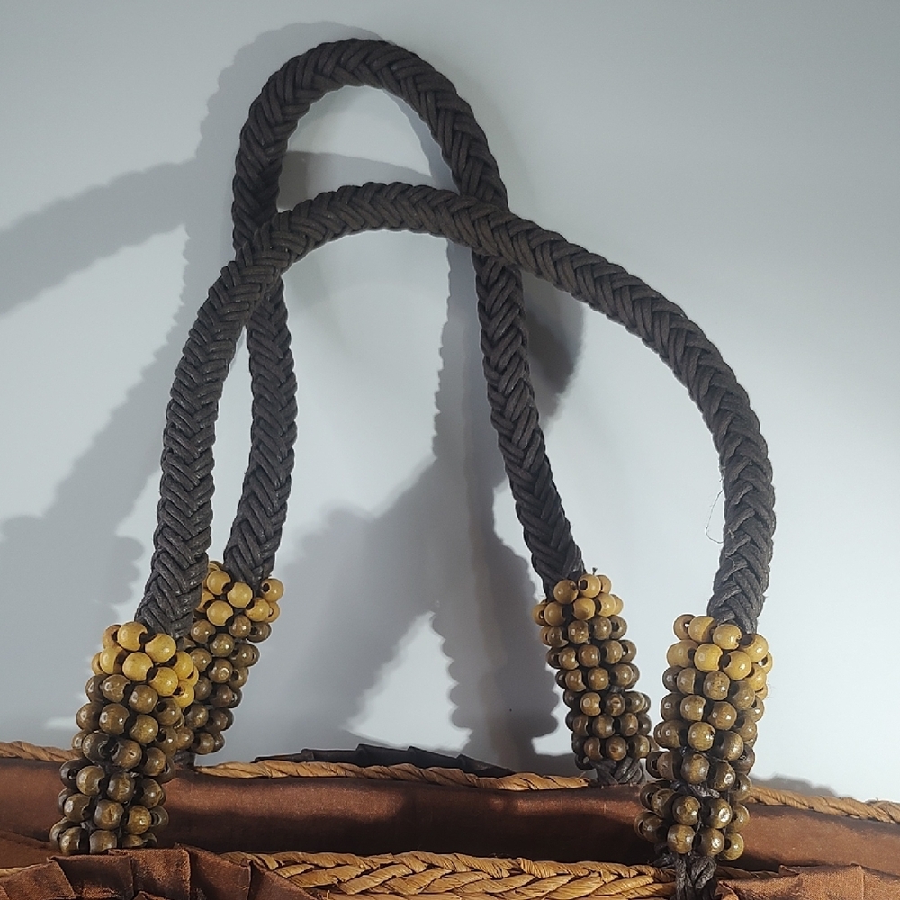 Chico's Brown and Orange Tote with Rosette Accents - Picture 2 of 16